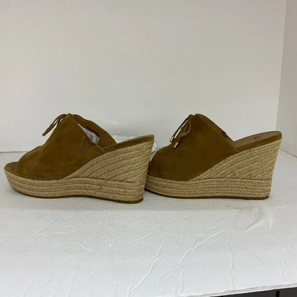 UGG Giorgia Chestnut Suede Espadrille Wedge Sandal Size 9